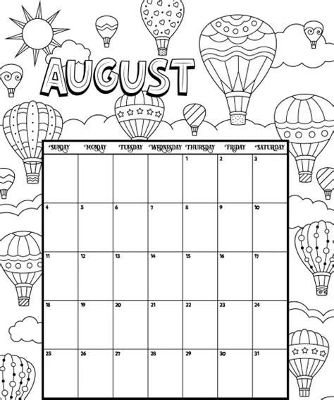 Free August Calendar For Kids Template In Pdf Best Printable Calendar