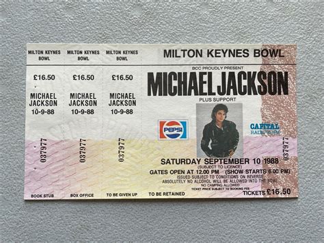 Michael Jackson Bad Tour Milton Keynes Bowl Station Ticket