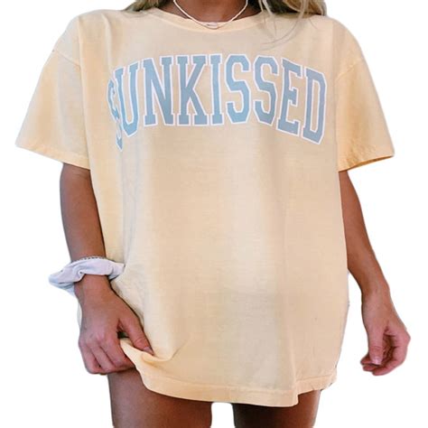 Pwfe Sunkissed Print T Shirt Funny Unisex Summer Tshirt Cute Women Graphic Beach Tee Shirt Top