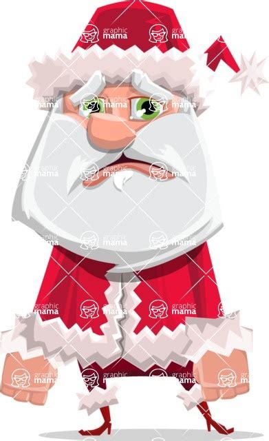 Santa Claus Cartoon Flat Vector Character Set With Sad Face Graphicmama