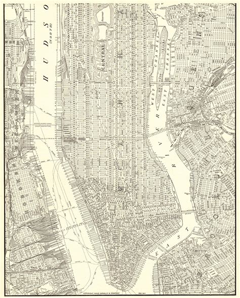 1937 Antique Map Of Manhattan Street Map Wall Decor 1930s New York City
