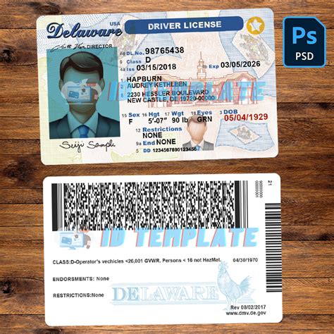 Delaware Driver License Psd Template Driving License Template