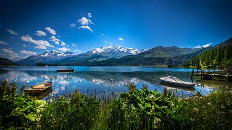 Wallpaper Switzerland Lake Sils Nature Mountain Scenery