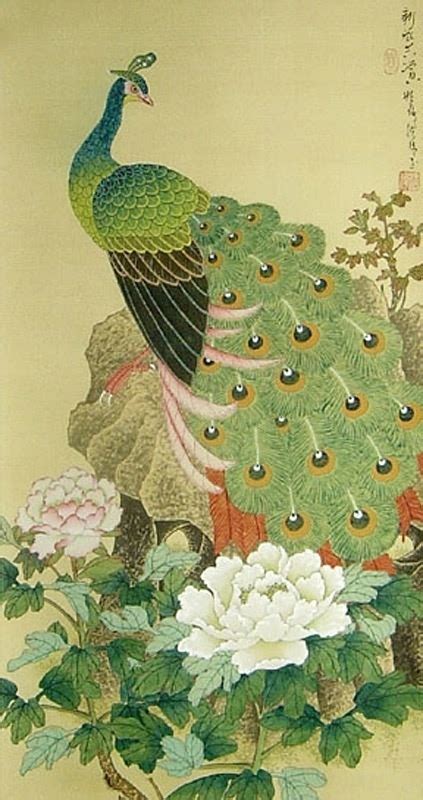 Chinese Peacock Peahen Painting 2439001 50cm X 90cm19〃 X 35〃
