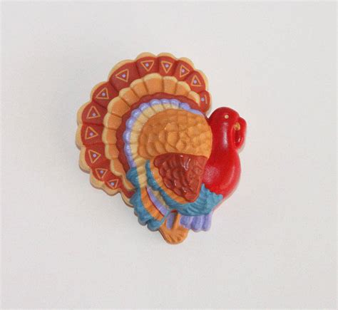 Vintage Thanksgiving Turkey Brooch 1980s Hallmark Cards Molded Etsy