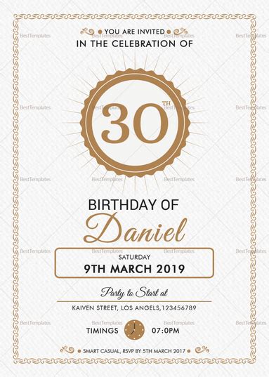 Adult Birthday Party Invitation Design Template In Word Psd