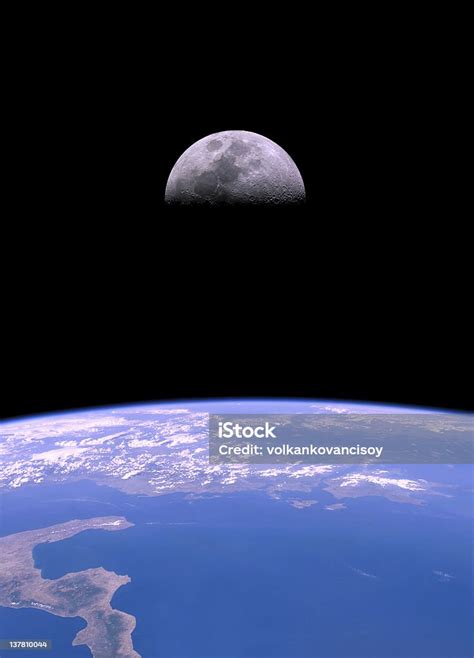 Moon And Earth Stock Photo Download Image Now Moon Moon Surface