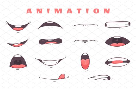 Mouth Animation Funny Cartoon Pre Designed Vector Graphics