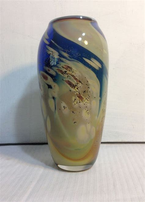 Gorgeous Art Glass Vase Signed Diane Flynn 2002 Hand Blown 8 High Multi Colored Art Glass