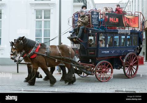 Horse Drawn Coach In Antwerp Stock Photo Alamy