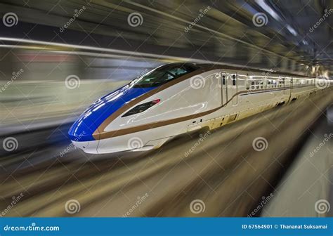 Shinkansen High Speed Bullet Train With Motion Blur Editorial Photo