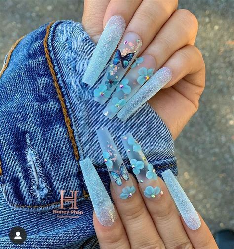 Baby Blue🦋 In 2020 Best Acrylic Nails Long Acrylic Nails Coffin