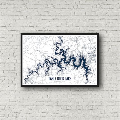 Table Rock Lake Printable Map Table Rock Lake Missouri Wall Etsy Ireland