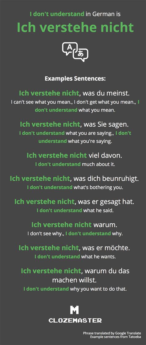 What i don't know in german 26.08.2020. How to Say I don't understand in German - Clozemaster