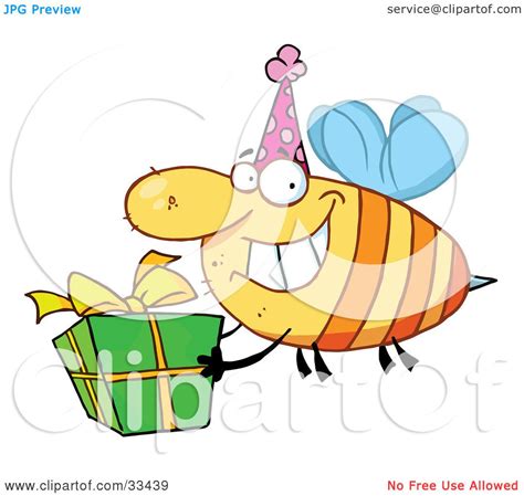 Clipart Illustration Of A Happy Birthday Bee Wearing A