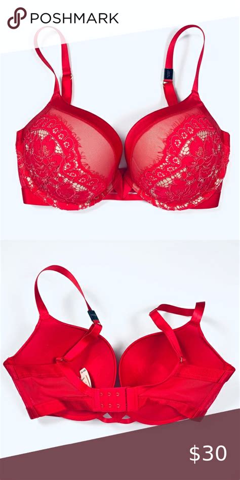 Vs Nwt 32ddd Red Push Up Satin And Lace Bra Satin Laces Lace Bra Push Up