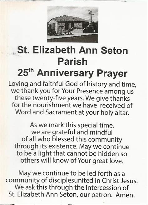 Anniversary Prayer St Elizabeth Ann Seton Church Lake Ronkonkoma Ny