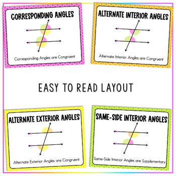 Parallel Lines Cut by a Transversal Posters by Busy Miss Beebe | TPT