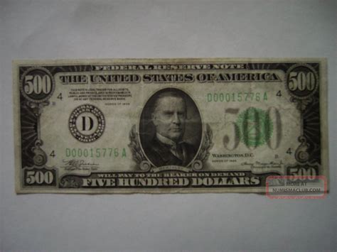 1934 Series 500 Dollar Federal Reserve Note