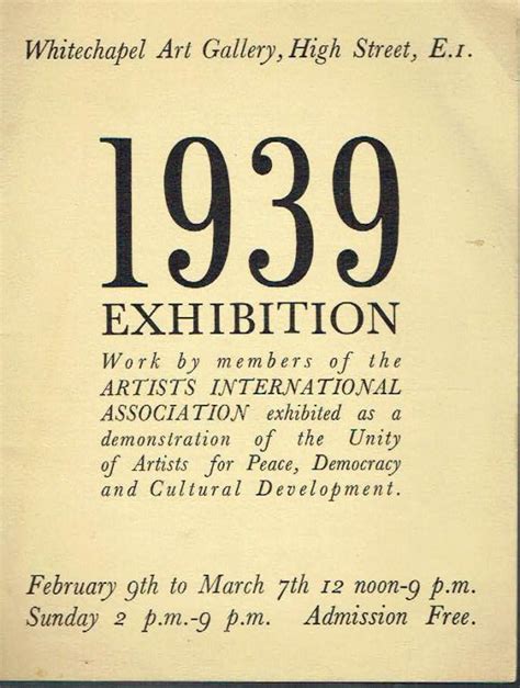 1939 Exhibition Works By Members Of The Artists International