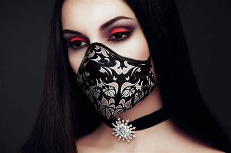 Gothic Face Mask Designer Face Mask Black And White Nude Etsy