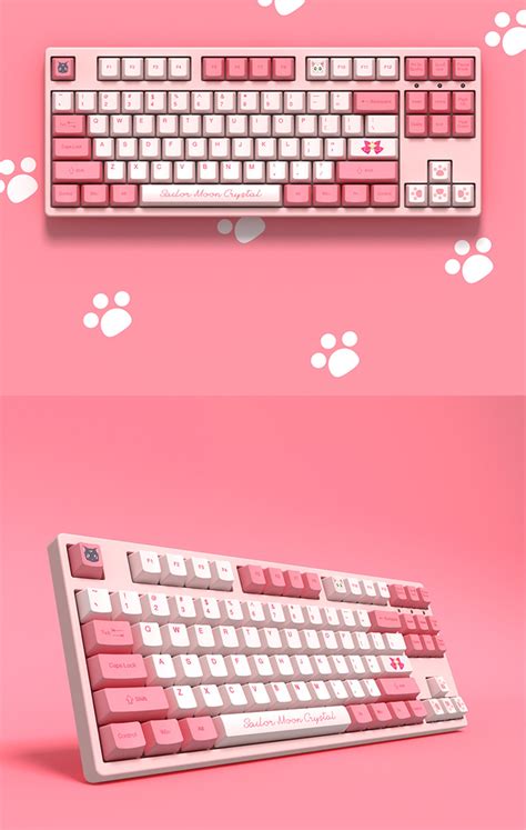 Anime Sailor Moon Keyboards Pink Cute Kawaii Keyboards 87keys For