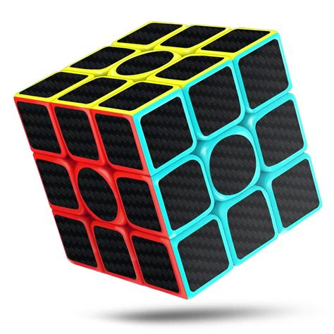 Rubiks Cube Speed Cube 3x3x3 Carbon Fiber Sticker Smooth Magic 3d