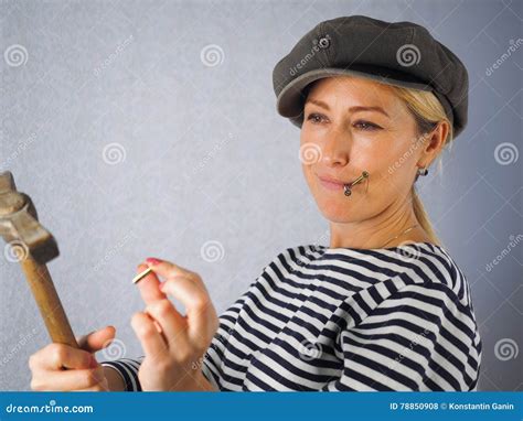 The Woman With A Hammer Stock Photo Image Of Separately