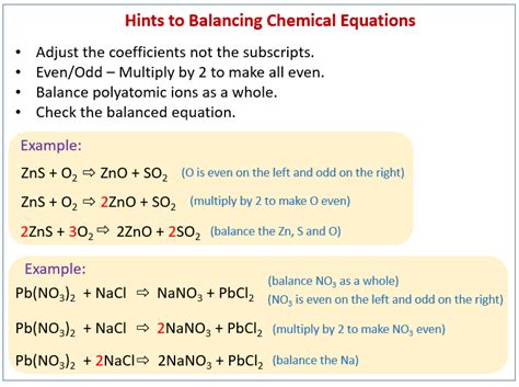 how to balance chemical equations solutions examples videos
