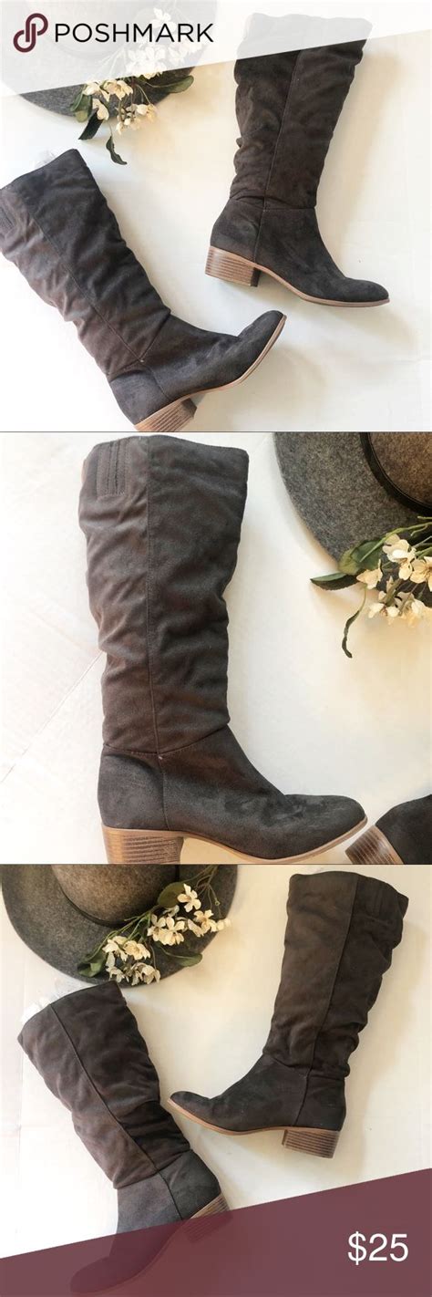 Kohls Grey Faux Suede Knee High Boots Suede Boots Knee High Knee