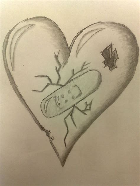 Broken Heart Simple Easy Drawings