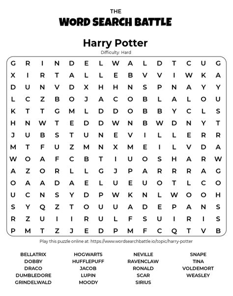 Mega Harry Potter Word Find Word Search Wordmint Harry Potter