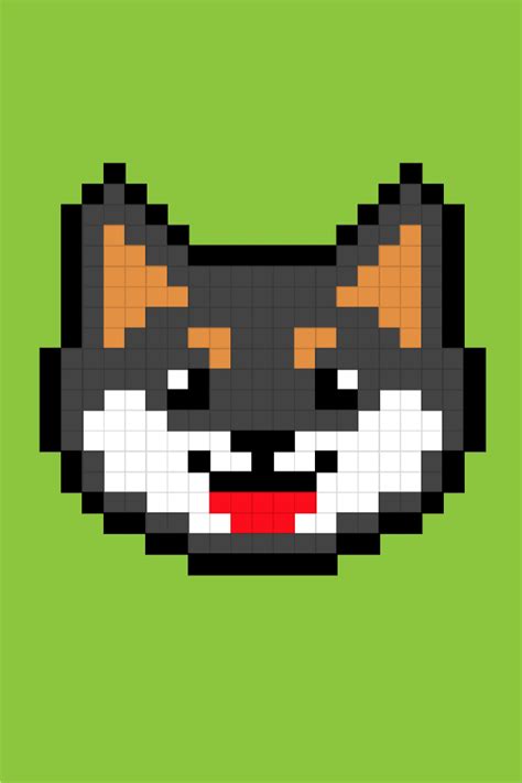 Easy Pixel Art Dogs Black Shiba Pixel Art Facile Chiens Shiba Noir