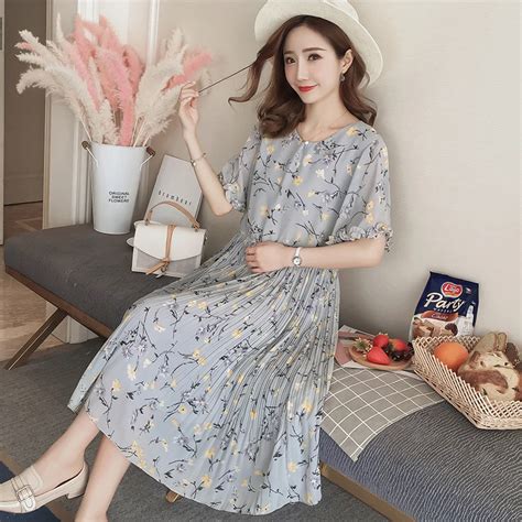 Flower Print Maternity Clothing Bohemian Pregnancy Dress 2018 Cotton Loose Floral Maternity