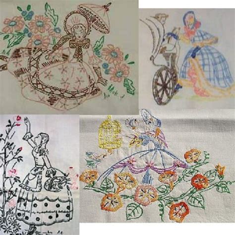 Crinoline Lady Embroidery Etsy