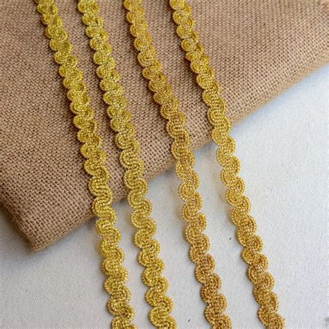 Latest Lace Fabric Applique 13cm Gold Lace Ribbon Trim Guipure Fabric