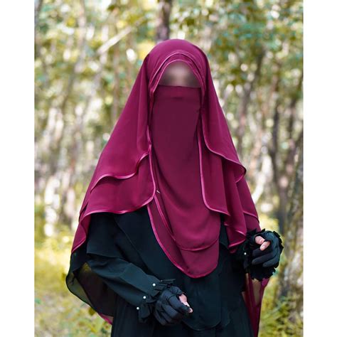 Two Layers Chiffon Niqab Saudi Niqab With Satin Ribbon Etsy