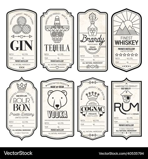 set of vintage bottle label design with ethnic vector image