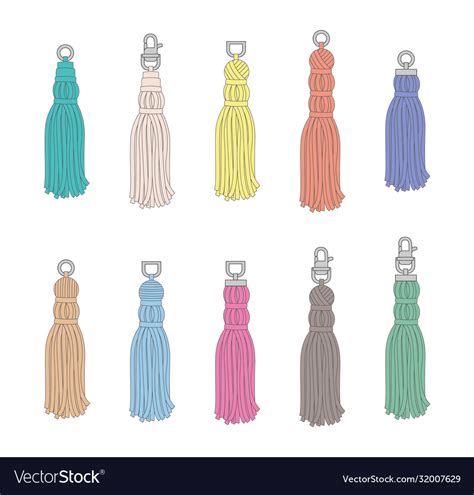 Hand Drawn Colorful Tassel Set Isolated Flat Vector Image