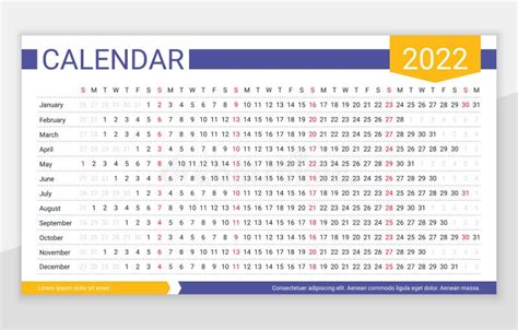 Calendario Lineal De 2022 Plantilla De Planificador De Calendario