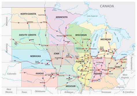 Map Midwest States Stock Illustrations 282 Map Midwest States Stock