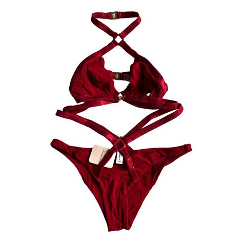 Pre Owned Agent Provocateur Two Piece Swimsuit In Red Modesens