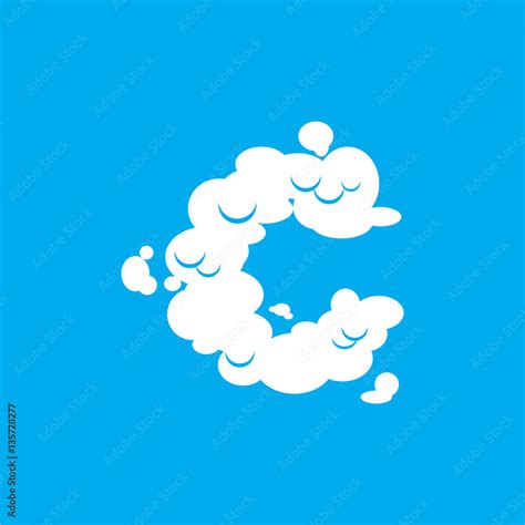 Letter C Cloud Font Symbol White Alphabet Sign On Blue Sky Stock