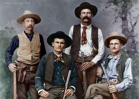 Pioneers Of Yesteryear Four Texas Rangers From The 1800s Colorized
