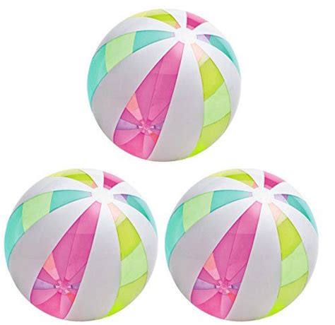 Intex Giant Classic Inflatable Glossy Panel Colorful Beach Ball 3pack