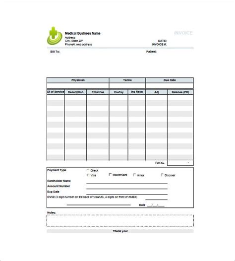 15 Medical Invoice Template Free Word Excel Pdf Format Download