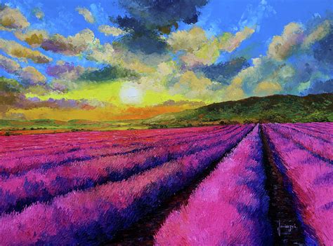 Sunset Over Lavender Field Painting By Mgl Meiklejohn Graphics