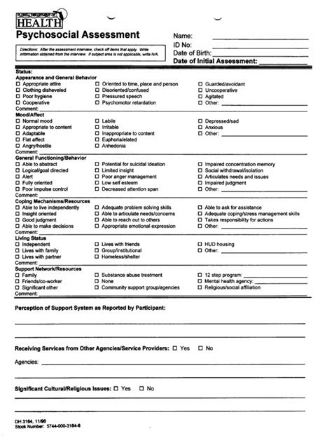Psychosocial Assessment Form1pdf Substance Dependence Substance Abuse