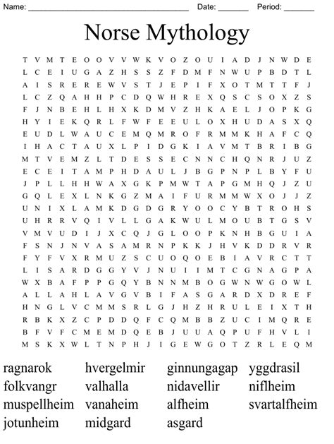 Norse Mythology Word Search Word Search Printable