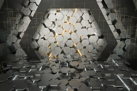 Hexagonal Tunnel Space With Hexagon Cubes 3d Rendering Sane Spaces
